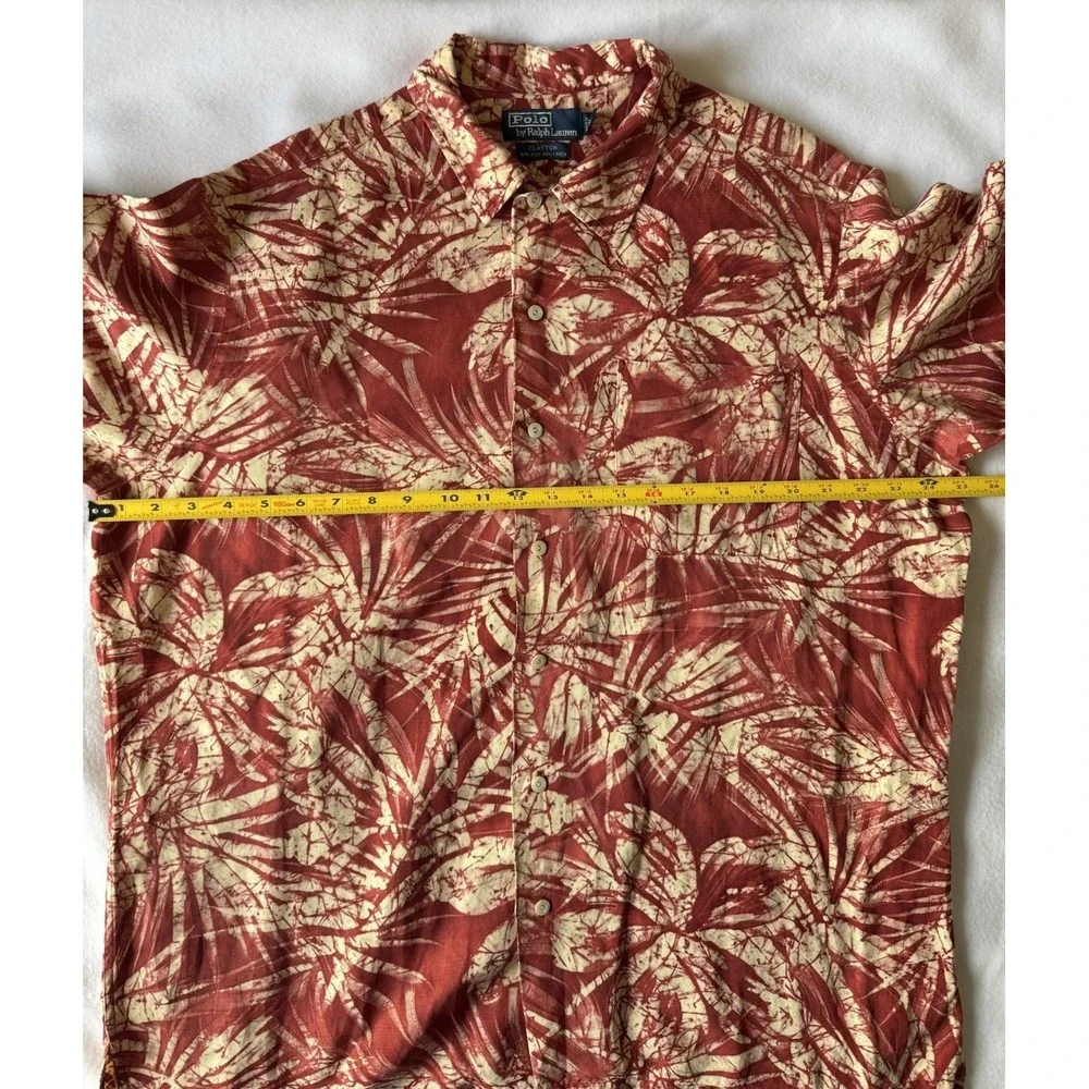 Polo Ralph Lauren Clayton Silk Linen Hawaiian Camp Shirt Red Floral Mens Large